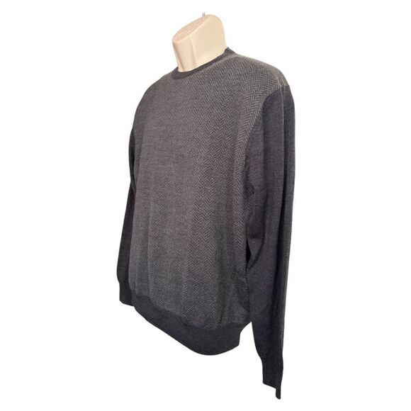 Linea Rosso Signature Gray Herringbone Pull Over Sweater Size L - Picture 3 of 10